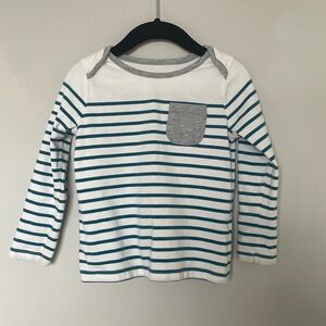 Baby Boden Long Sleeve Tee, Teal Stripes